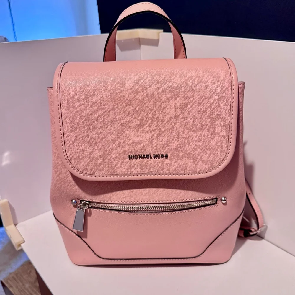 NEW Michael Michael Kors Harrison Medium Saffiano Leather Backpack Powder Pink N